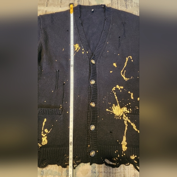 R13 Boyfriend Cardigan. Black with gold splatter. Size Small. EUC - Picture 7 of 8